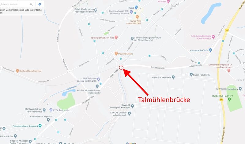 Karte mit Standortangabe Talmühlenbrücke.