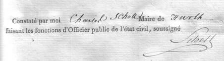 Unterschrift des Bürgermeisters 'Charles Scholl' 1808