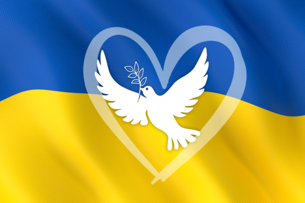 Friedenstaube mit Herz für die Ukraine